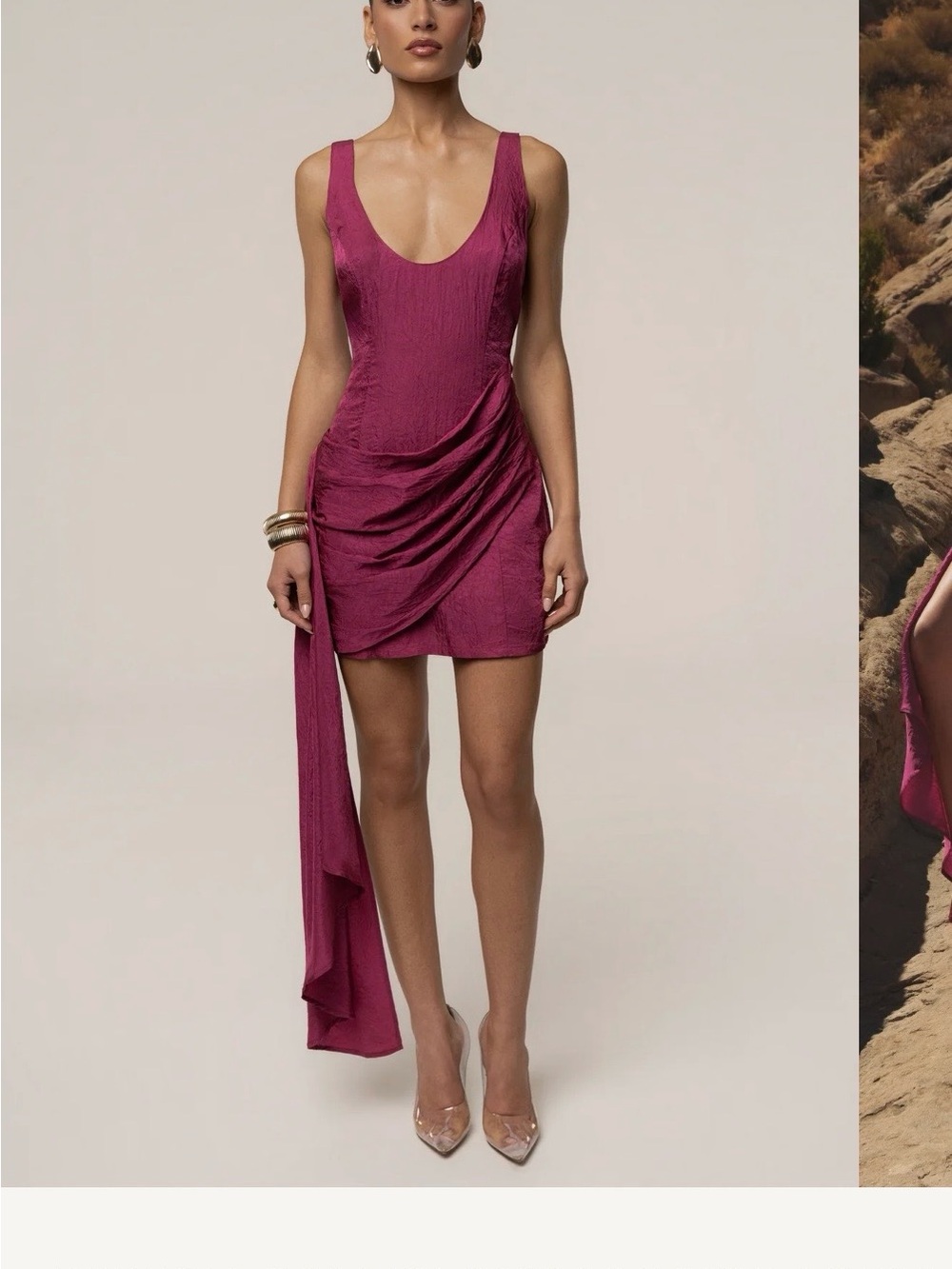 NWT- Jluxlabel Magenta Drape Mini Dress-size XL